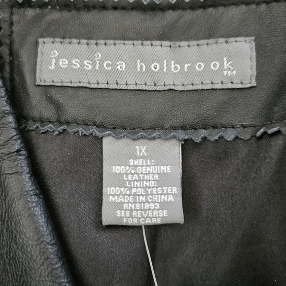 NWT - Leather Jessica Holbrook Black Soft & Supple Jacket - Size 1X - Picture 7 of 9